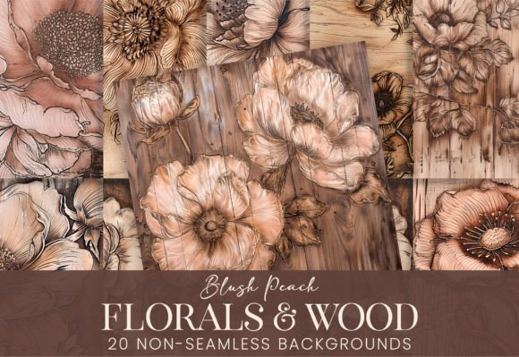 Burned Wood Florals Blush Etched Flowers