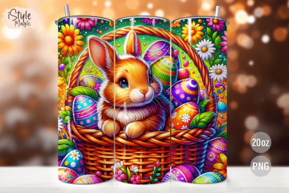 Easter Bunny Eggs Tumbler Wrap PNG