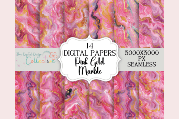 Gold Pink Marble Seamless Pattern Bundle