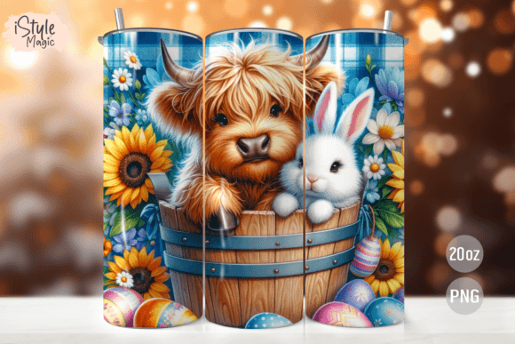 Highland Cow Bunny Easter Tumbler Wrap