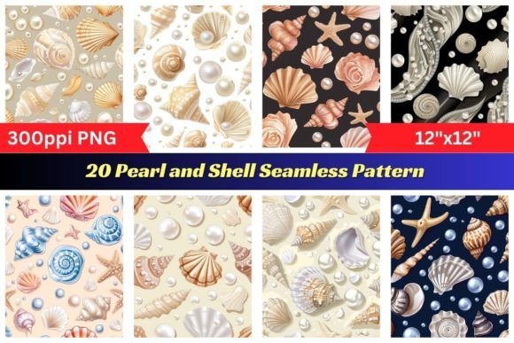 Pearl and Shell Seamless Pattern