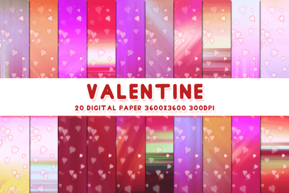 Retro Heart Valentine Digital Papers 23