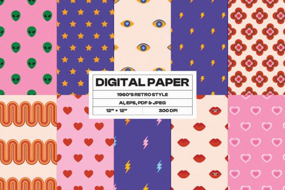 Unlocking Creativity with Retro 1970s Digital Paper Patterns Set