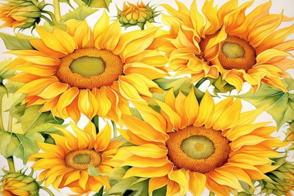 Watercolor Sunflower Background